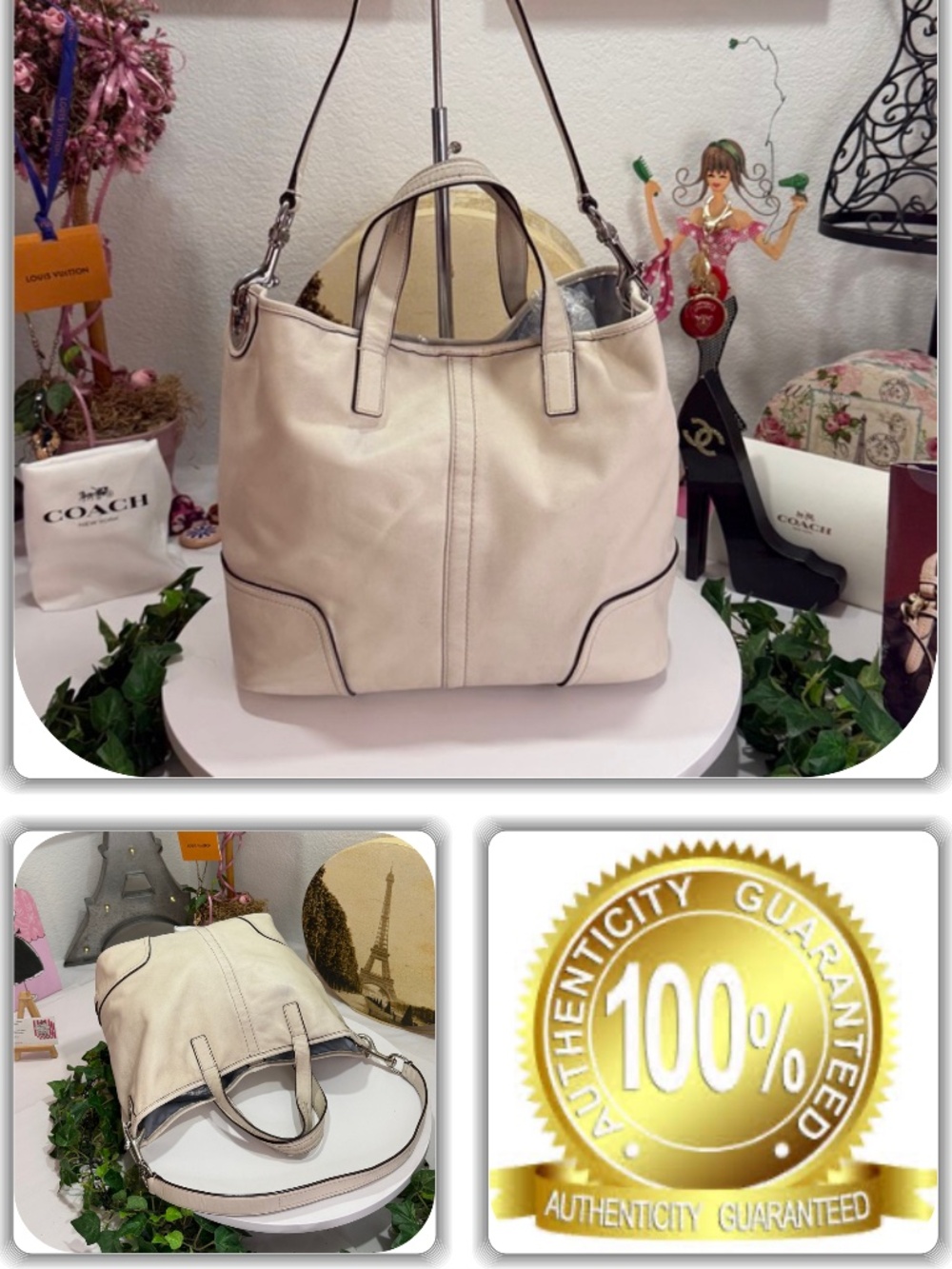 SASSY COACH WHITE BUTTER SOFT 2-WAY TOTE!